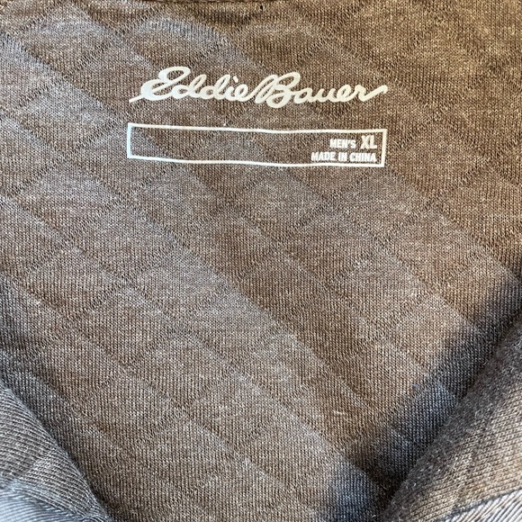 Eddie Bauer Men’s Brown XLarge ¼ Neck Snap Buttons Quilted Design Pullover - Picture 13 of 13